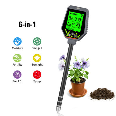 6 - in - 1 Soil Tester Kit | Moisture/pH/Fertility/Sunlight/EC/Temp Meter for Garden, Farm & Indoor Plants