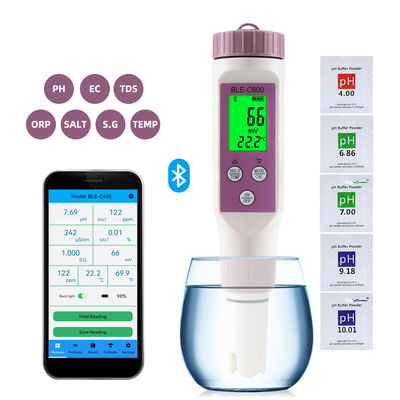 Умный 7 в 1 Bluetooth тестер качества воды - pH/EC/TDS/ORP/Salt/S.G/Temp Meter для дома, лаборатории и аквакультуры