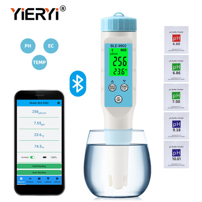 Yieryi BLE-9902 pH-метр с Bluetooth    3 в 1 EC и измерение температуры для точного тестирования воды в бассейнах, резервуарах и садах