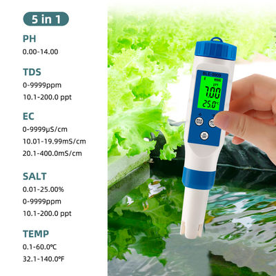 Умный тест качества воды с помощью Bluetooth 5 в 1 - pH/TDS/EC/Salt/Temp Meter для дома, аквакультуры и гидропоники