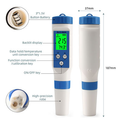 Умный тест качества воды с помощью Bluetooth 5 в 1 - pH/TDS/EC/Salt/Temp Meter для дома, аквакультуры и гидропоники