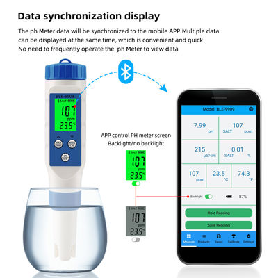 Умный тест качества воды с помощью Bluetooth 5 в 1 - pH/TDS/EC/Salt/Temp Meter для дома, аквакультуры и гидропоники