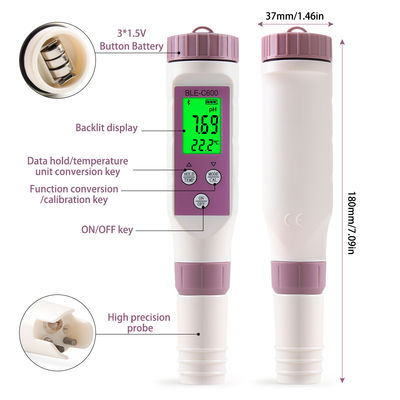 Умный 7 в 1 Bluetooth тестер качества воды - pH/EC/TDS/ORP/Salt/S.G/Temp Meter для дома, лаборатории и аквакультуры