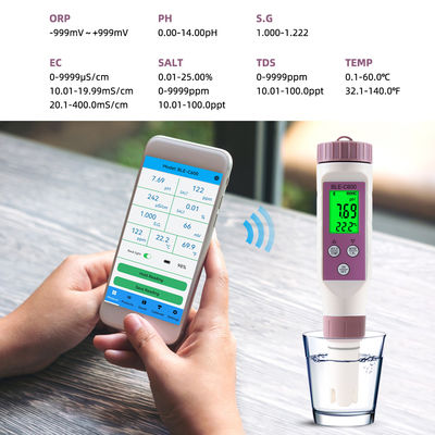 Умный 7 в 1 Bluetooth тестер качества воды - pH/EC/TDS/ORP/Salt/S.G/Temp Meter для дома, лаборатории и аквакультуры