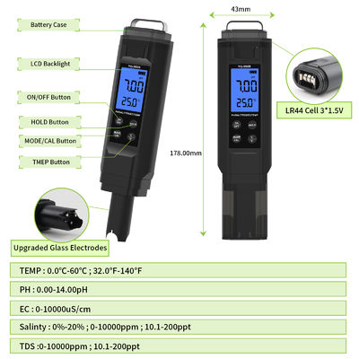 5 - в - 1 Тестер качества воды - pH/соль/TDS/EC/Temp Meter для аквариума, бассейна и дома