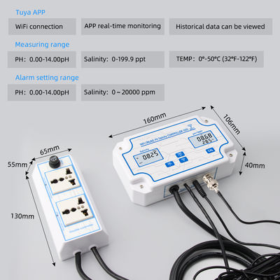 Tuya Online Salinity Meter with 0~199.9ppt Range and 0~14.0pH Multiparameter Water Quality Tester for Mariculture and Aquarium