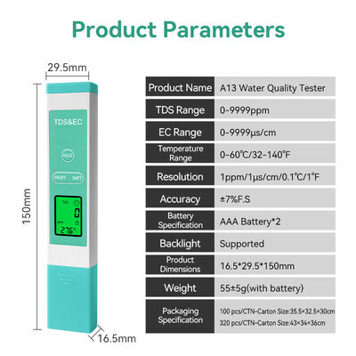 Высокоточный прочный зонд из титанового сплава с TDS-метром для воды с диапазоном TDS от 0 до 9999 ppm и измерением рН на многопараметрах