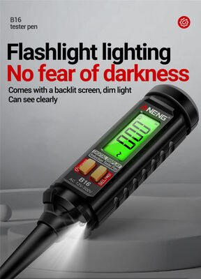 Цифровой бесконтактный детектор напряжения с диапазоном 12-300 В, ЖК-экраном и звуковой/световой сигнализацией