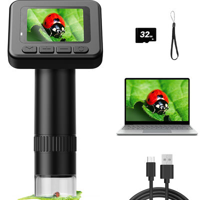 50X-1000X Portable Digital Microscope with 2" IPS Screen and 8 Adjustable LEDs for High-Definition Observation