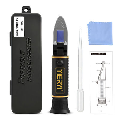 4-in-1 Multi-Fluid Hand Held Refractometer with ATC and High Accuracy ±0.2% for Glycol, Battery & Cleaning Fluids