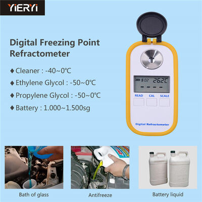 Freezing Point Refractometer for Antifreeze Fluids and Car Battery Testing - Digital Hand Held Refractometer with ATC