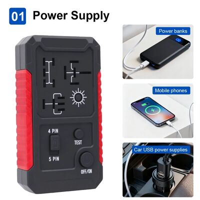 12V Automotive Relay Tester with USB Power Supply and LED Indicator - Portable Car Relay Checker for 12V Systems