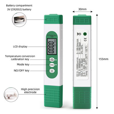 5-in-1 Multifunction Digital Salinity Meter with High-precision Probe and Automatic Temperature Compensation