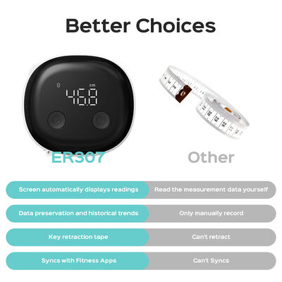 Умная Bluetooth рулетка с точностью ±0.2%, перезаряжаемая через Type-C и светодиодным дисплеем для точных измерений