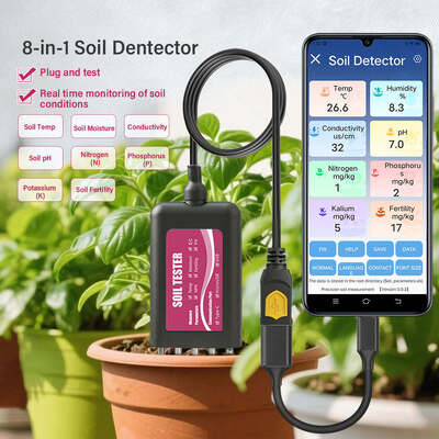 YIERYI 8-в-1 USB-тестер почвы с мониторингом pH влажности в режиме реального времени NPK EC-сенсор температуры и фертильности для Android HarmonyOS